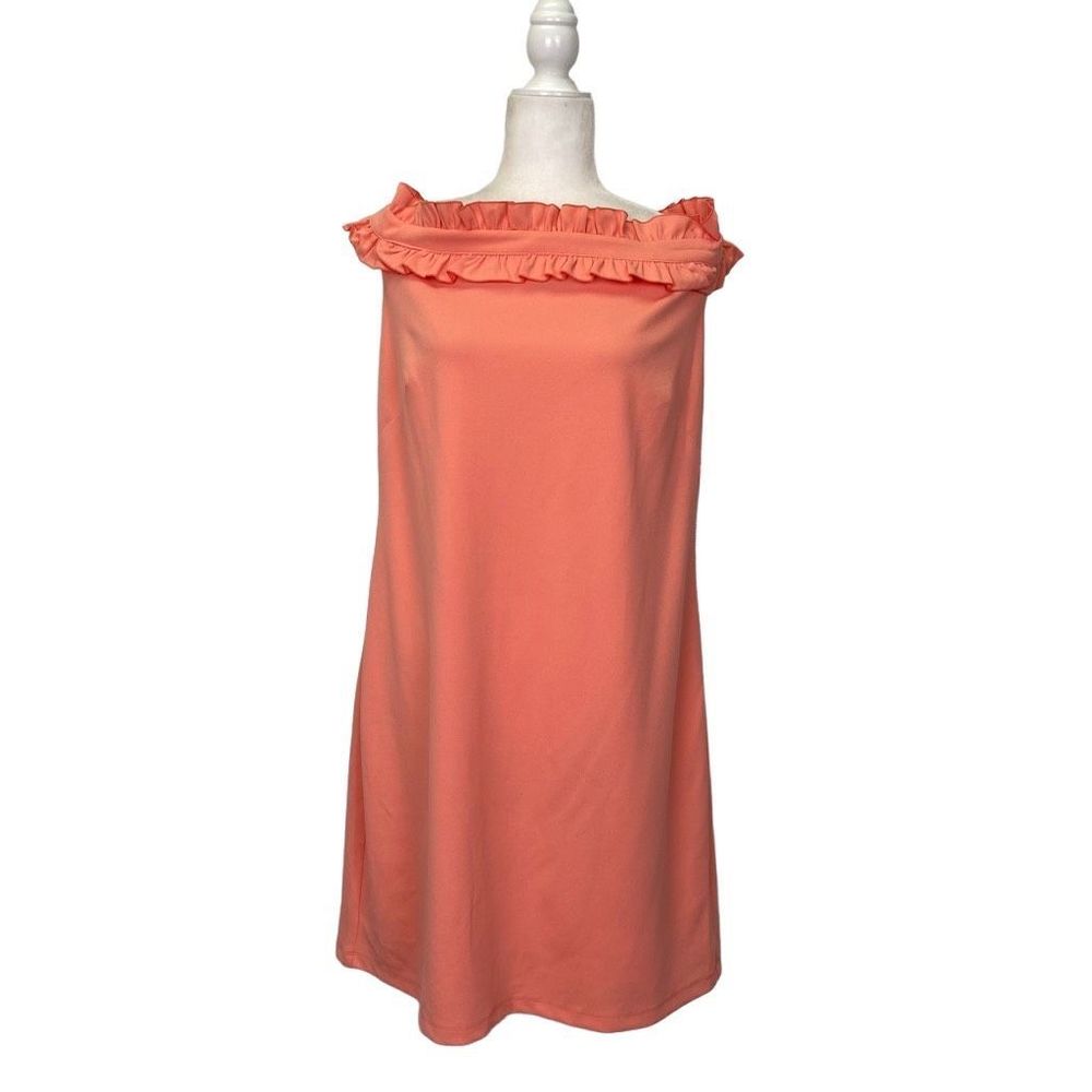 NWT Marina Ruffle Off shoulder Dress Peach Sleeveless Size 12
